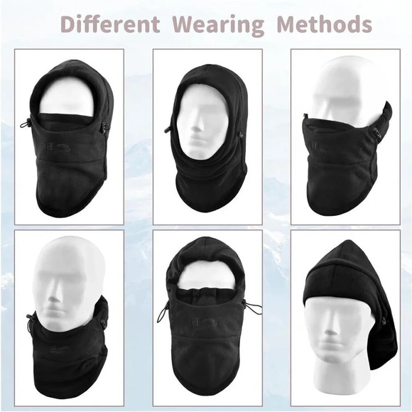 Kids Fleece Balaclava Face Mask Windproof Thicken Winter Hat Neck Warmer - Picture 5 of 7